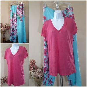 Victoria's Secret Pink Burnout Top + Natori Floral Print Pants